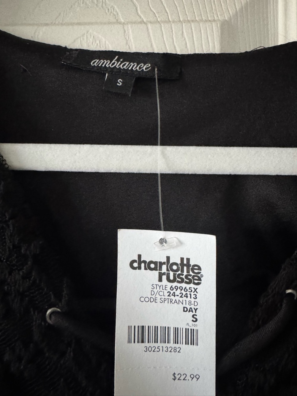 Charlotte Russe Black Lace Lace-Up Long Sleeve Dress - Picture 3 of 4